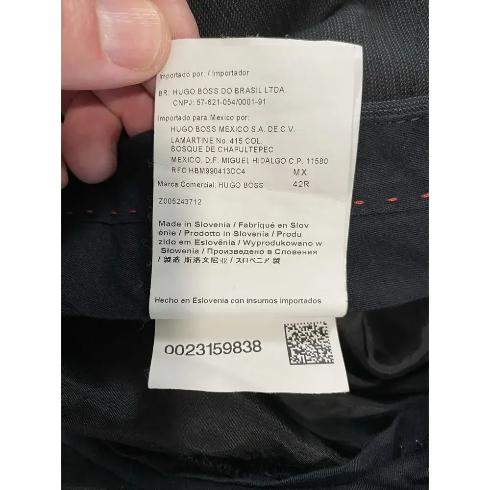 Hugo Boss Aeron/Hamen1 Flat Front Wool Dress Pants. Striped Sharkskin, 33X29.